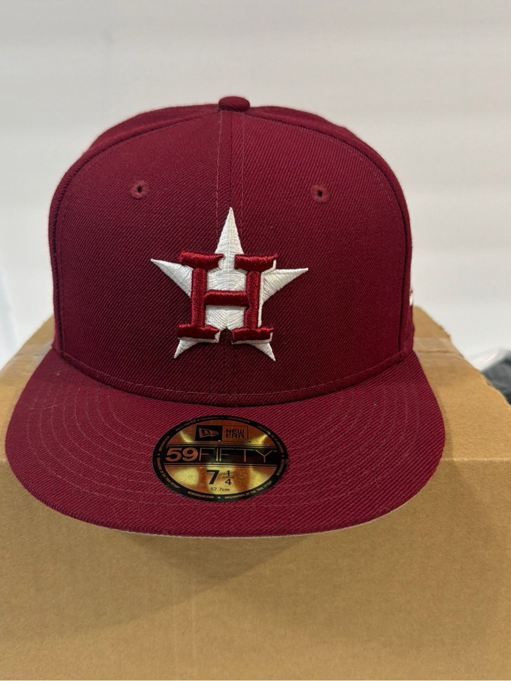 New Era Burgundy and White Houston Astros Fitted Cap